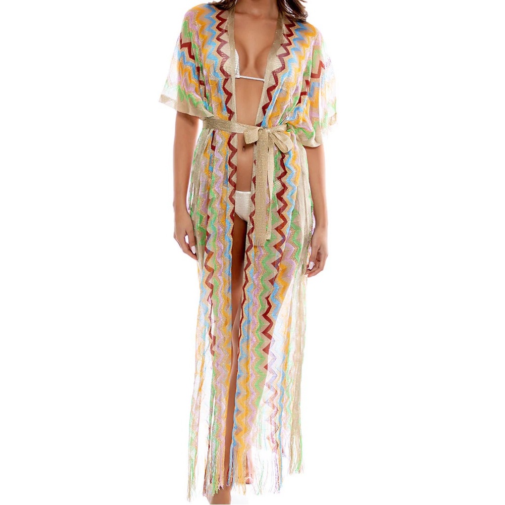 Luli Fama Here Comes The Sun Long Missoni Style Beach Cover-Up